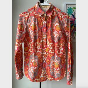 Robert Graham Vibrant Orange Paisley-Print Button Down - Size XS